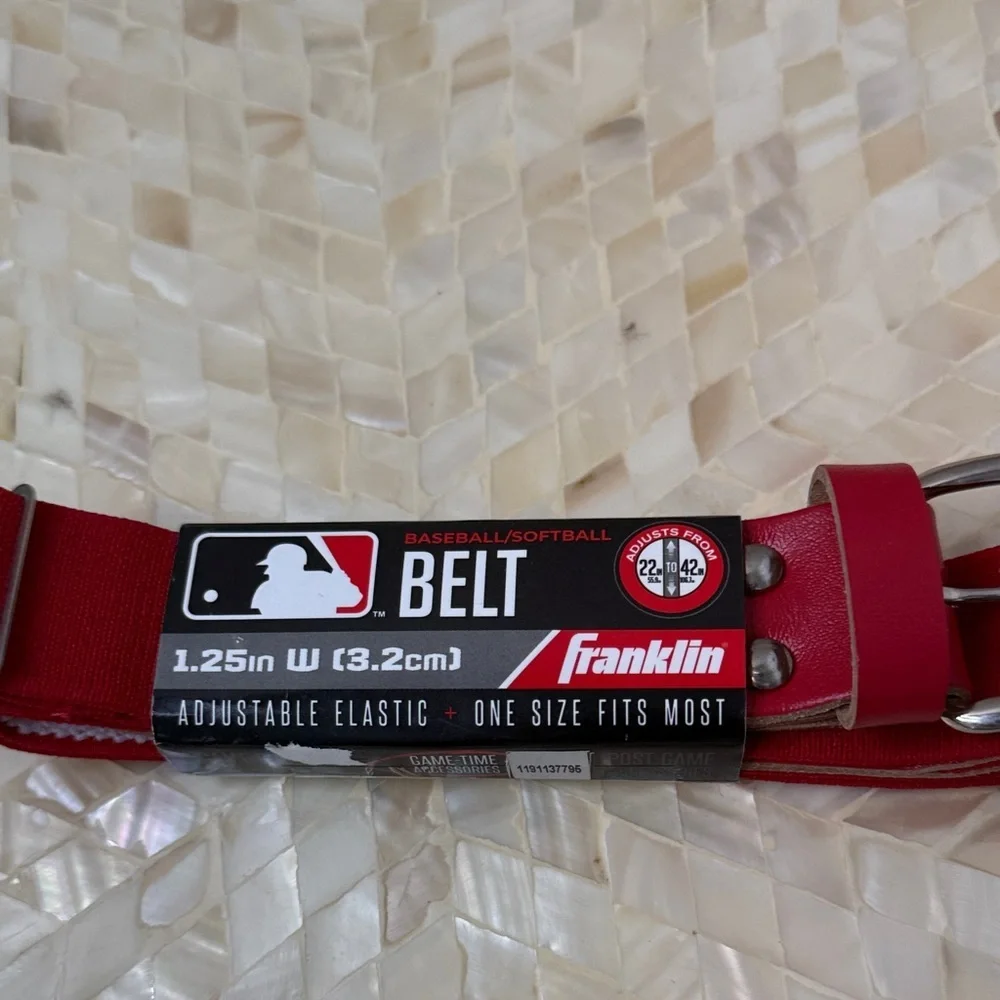 Franklin Red Adjustable Baseball Belt 1.25 inches W 3.2 cm